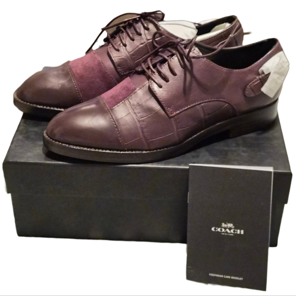Coach Waverly Patchwork Oxfords Oxblood 7 -New In Box - Picture 3 of 5